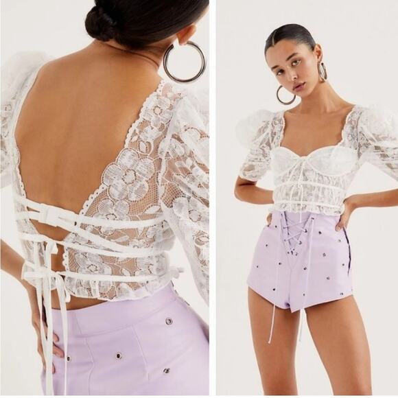 For Love and Lemons Lace Cropped Corset Top - Picture 9 of 12